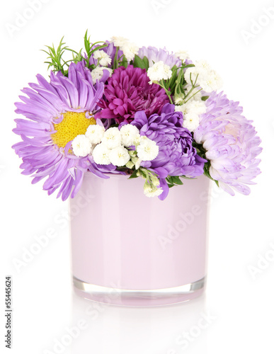 Wallpaper Mural Beautiful bouquet of bright flowers in glass vase, isolated Torontodigital.ca