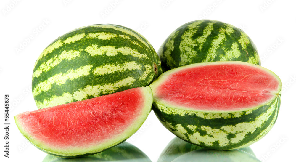 Ripe watermelons isolated on white