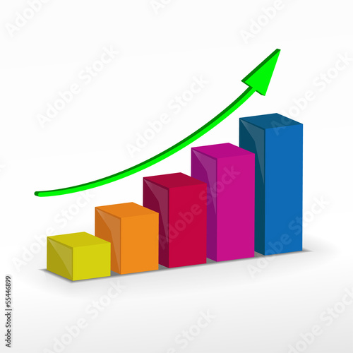 Free Download 3D Growth bar graph. Vector business concept. - GFXLoad