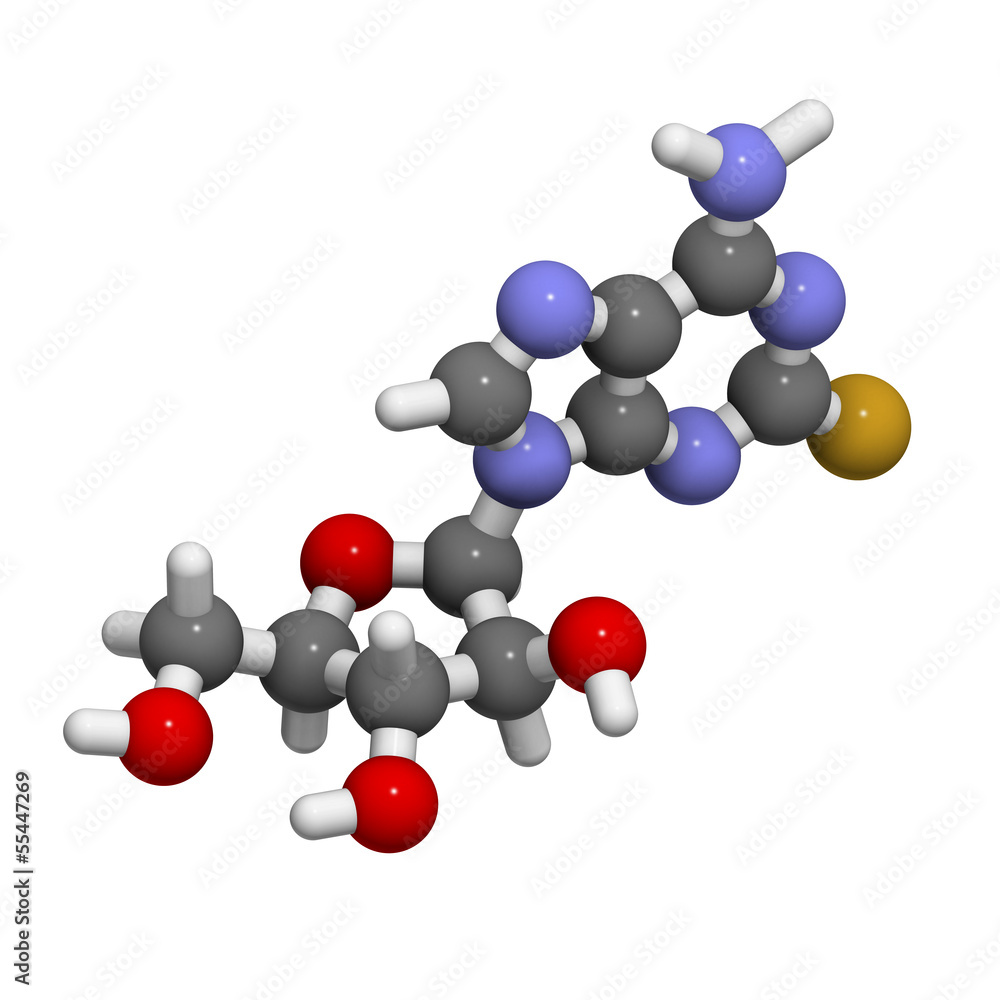 Fludarabine blood cancer drug, chemical structure.