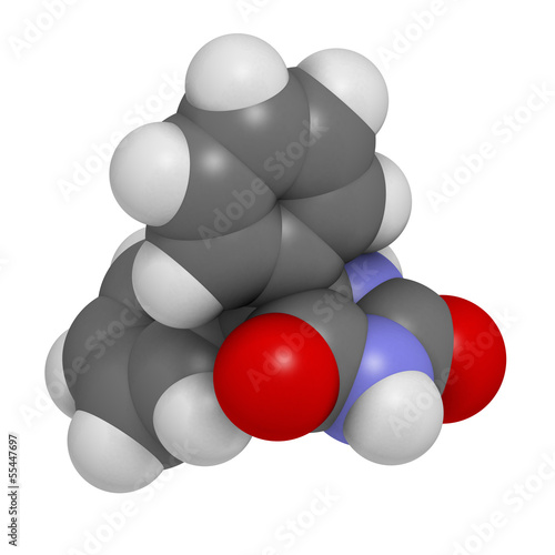 Phenytoin epilepsy drug, chemical structure. photo