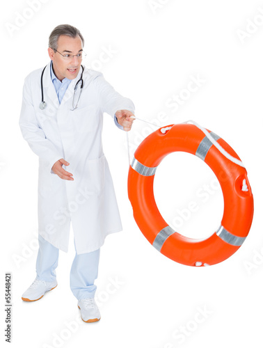 Male Doctor Holding Rescue Ring