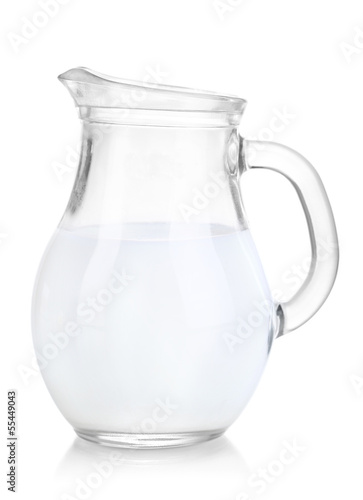 Milk in jug isolated on white