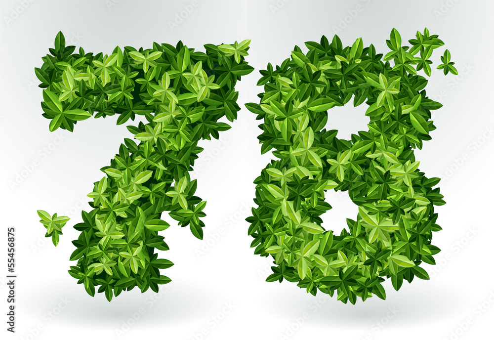 Figures 7,8. Green leaves summer vector alphabet. Figures 7,8. Green leaves summer vector alphabet.
