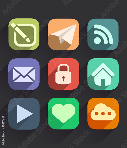 Set of Flat Icons for Web and Mobile Apps
