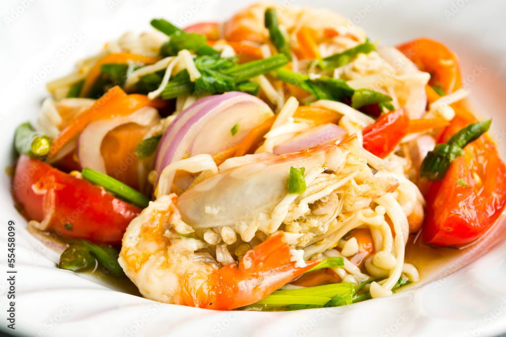 Shrimp seafood dish on the table Shrimp seafood dish on the table