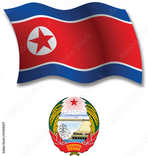 north korea textured wavy flag vector