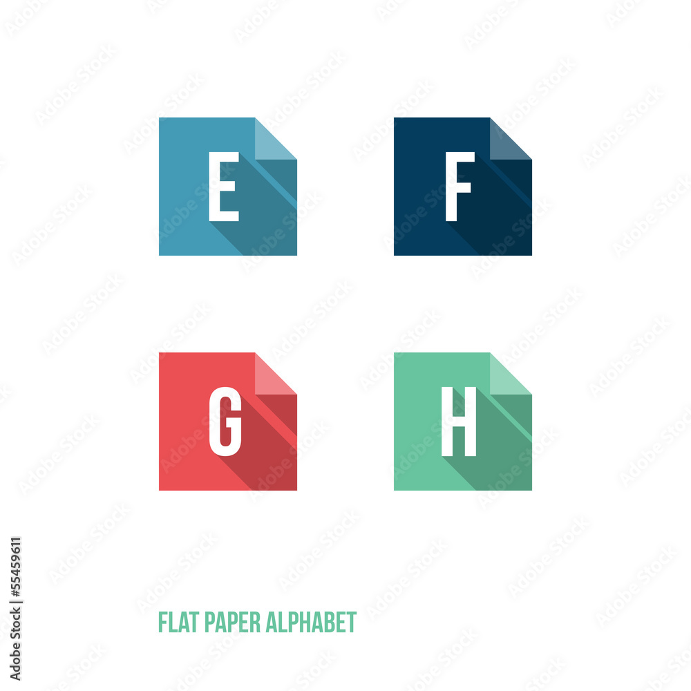 E F G H - Flat Design Paper Button Alphabet E F G H - Flat Design Paper Button Alphabet