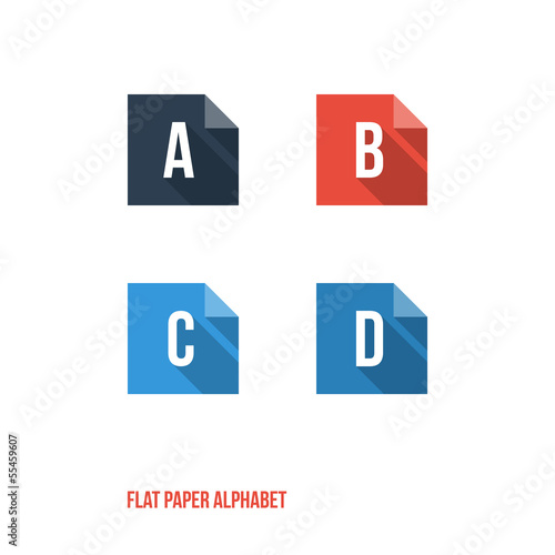 A B C D - Flat Design Paper Button Alphabet © LukasFlekal