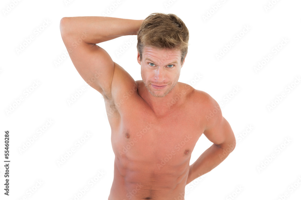 Shirtless attractive man showing his muscles Shirtless attractive man showing his muscles