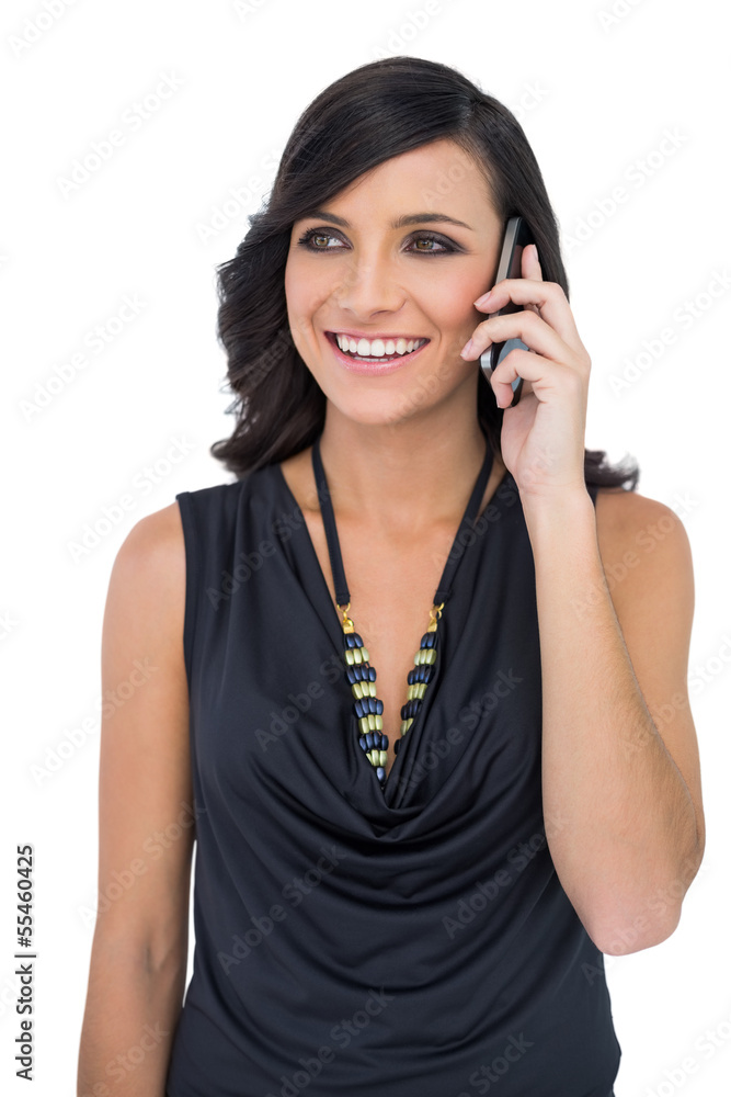 Elegant brown haired model on the phone Elegant brown haired model on the phone