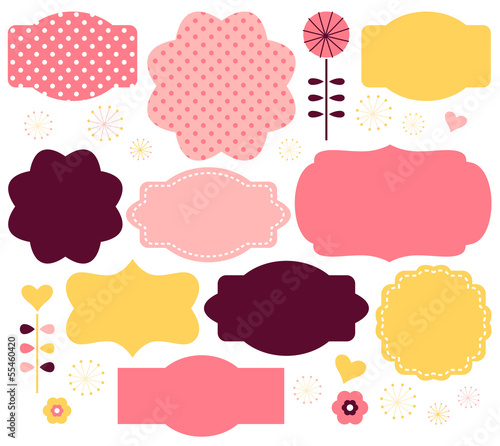 Vector color retro labels set isolated on white