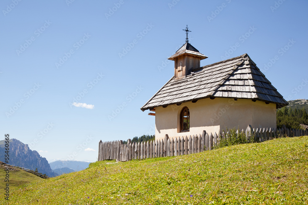 small chapel in the mountains in italy