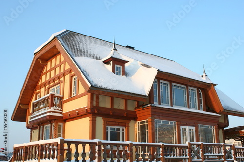 wooden home winter