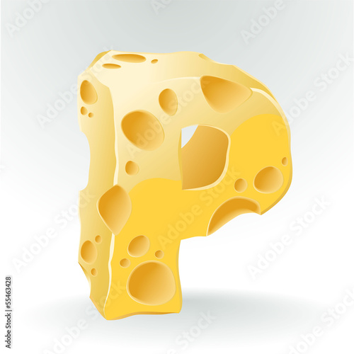 Cheese vector ABC. Letter P.