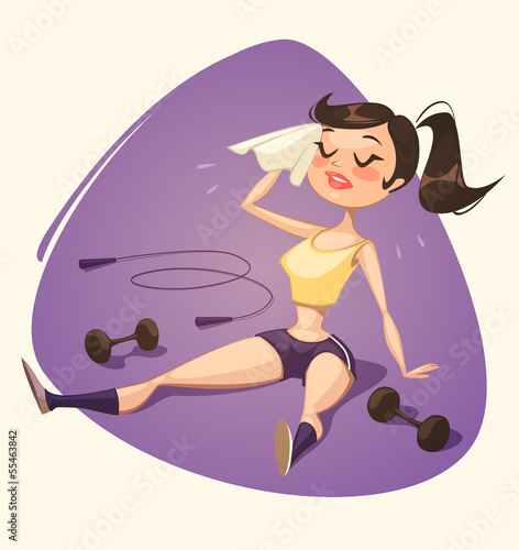 Tired girl after fitness
