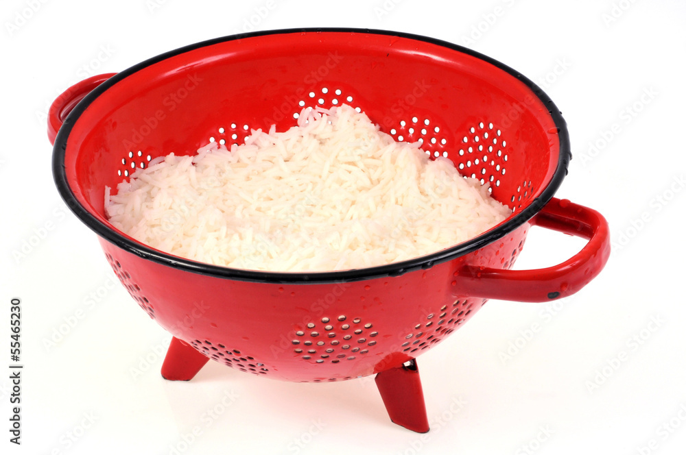 Passoire de riz blanc Stock Photo | Adobe Stock