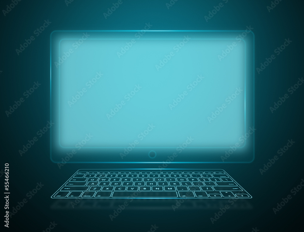 Hi technology computer with wireless keyboard Stock Illustration ...