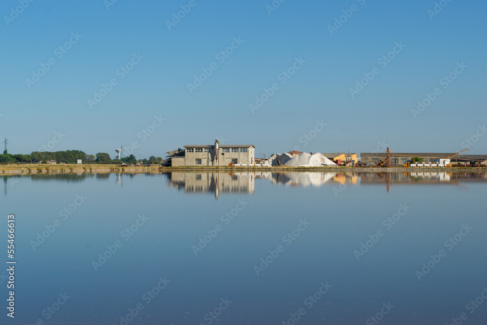 Fototapeta premium saline with traditional salt production and integral