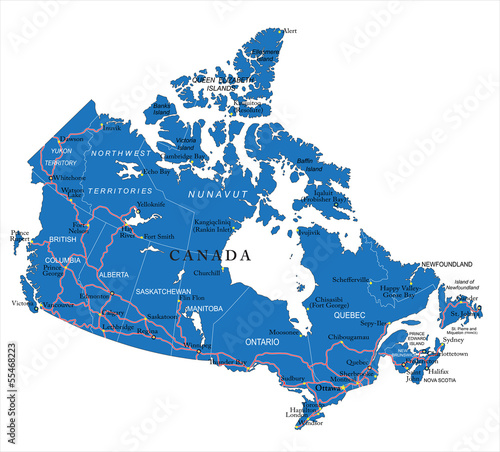 Political map of Canada photo