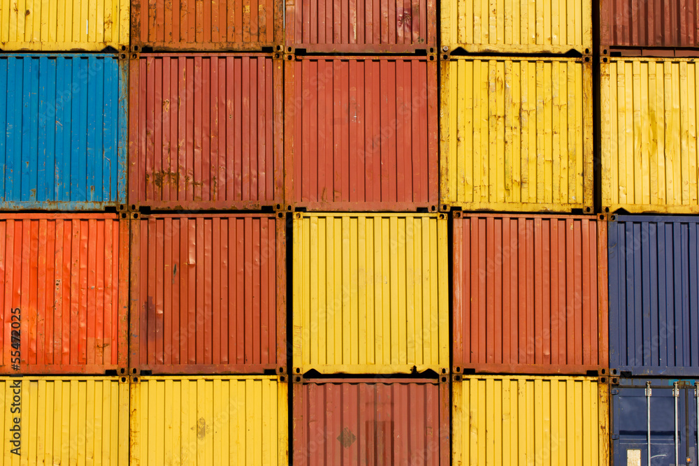 Stack of freight containers in a harbour Stack of freight containers in a harbour