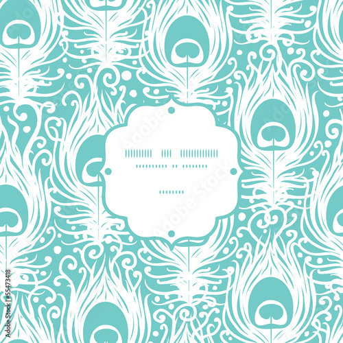 Soft peacock feathers vector frame seamless pattern background