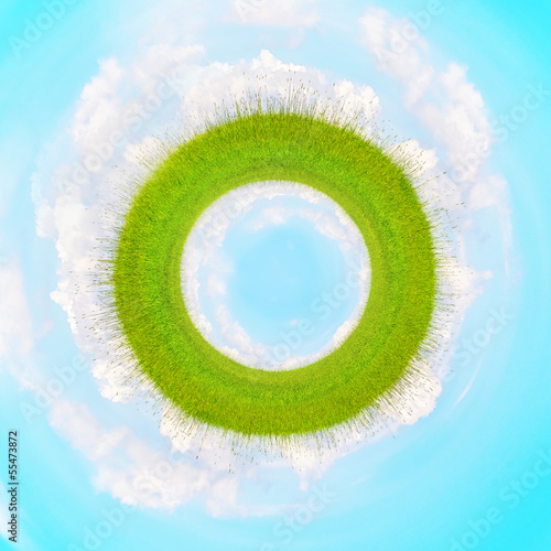 Letter O written with grass
