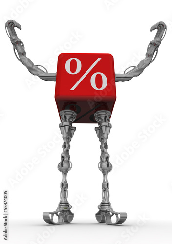 Кубик с символом процента в виде робота