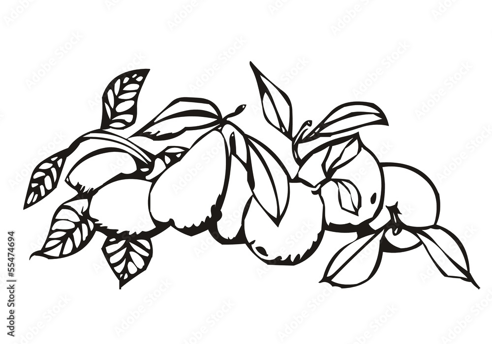 obst vektorgrafik in schwarz obst vektorgrafik in schwarz