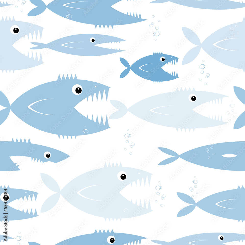Predatory fishes, seamless pattern for your design Predatory fishes, seamless pattern for your design
