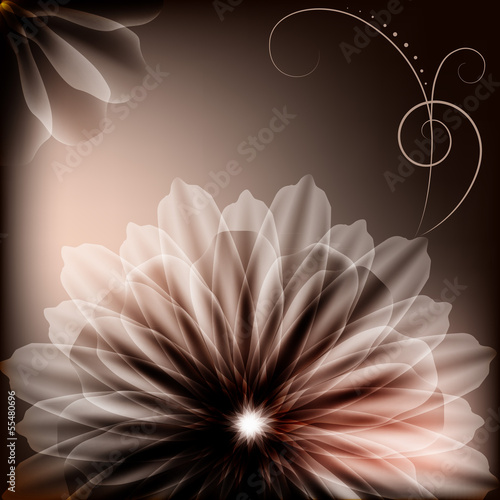 Beautiful flowers and a card with a monogram