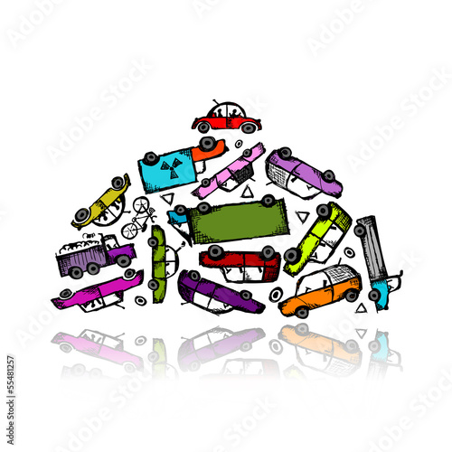 Pile of different cars