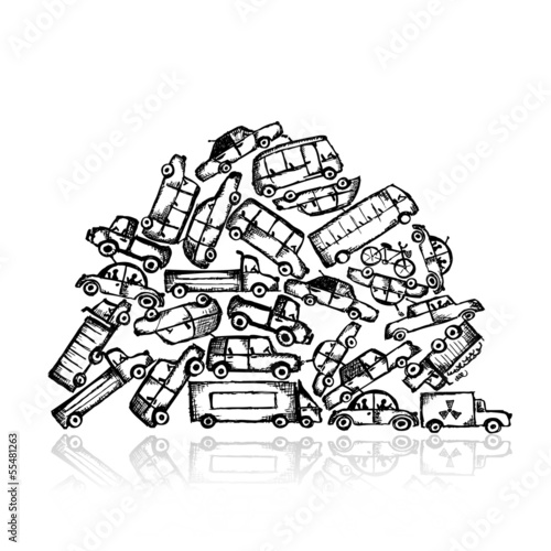 Pile of different cars