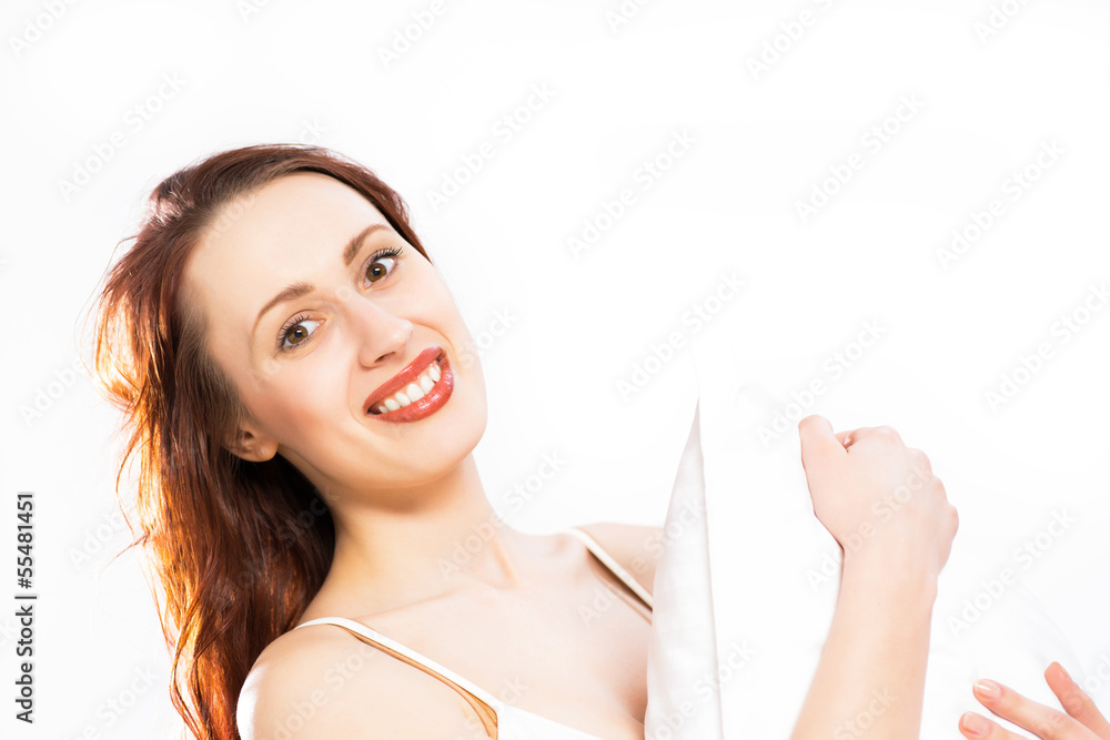 portrait of a young woman in the bedroom portrait of a young woman in the bedroom