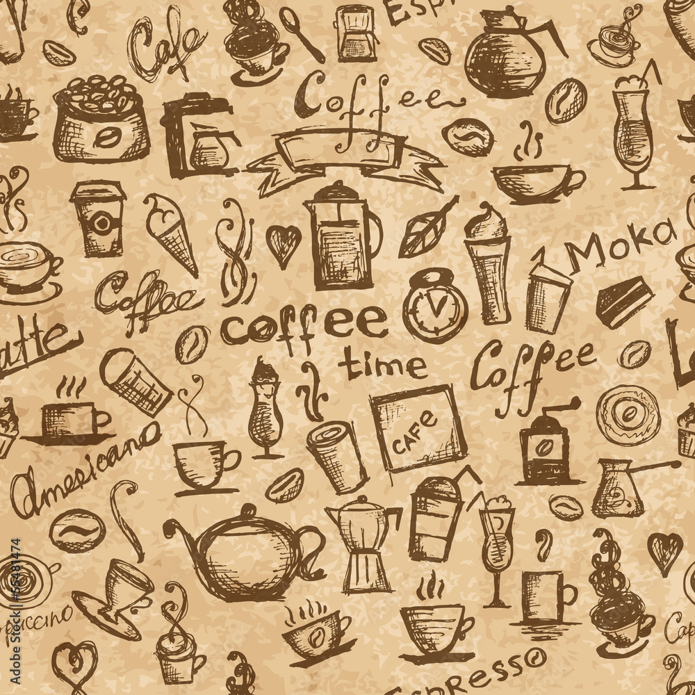 Coffee time, seamless background grunge for your design Coffee time, seamless background grunge for your design