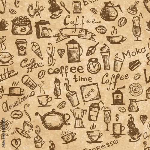 Coffee time, seamless background grunge for your design © Kudryashka