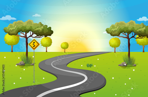 A long and winding road at the forest