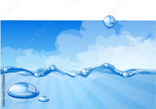 Blue water background. Vector.