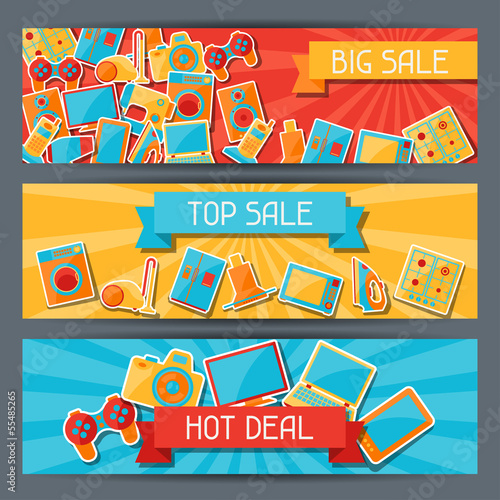 Home appliances and electronics horizontal banners.