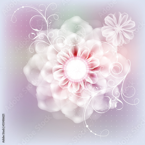 Delicate floral postcard with a wedding day