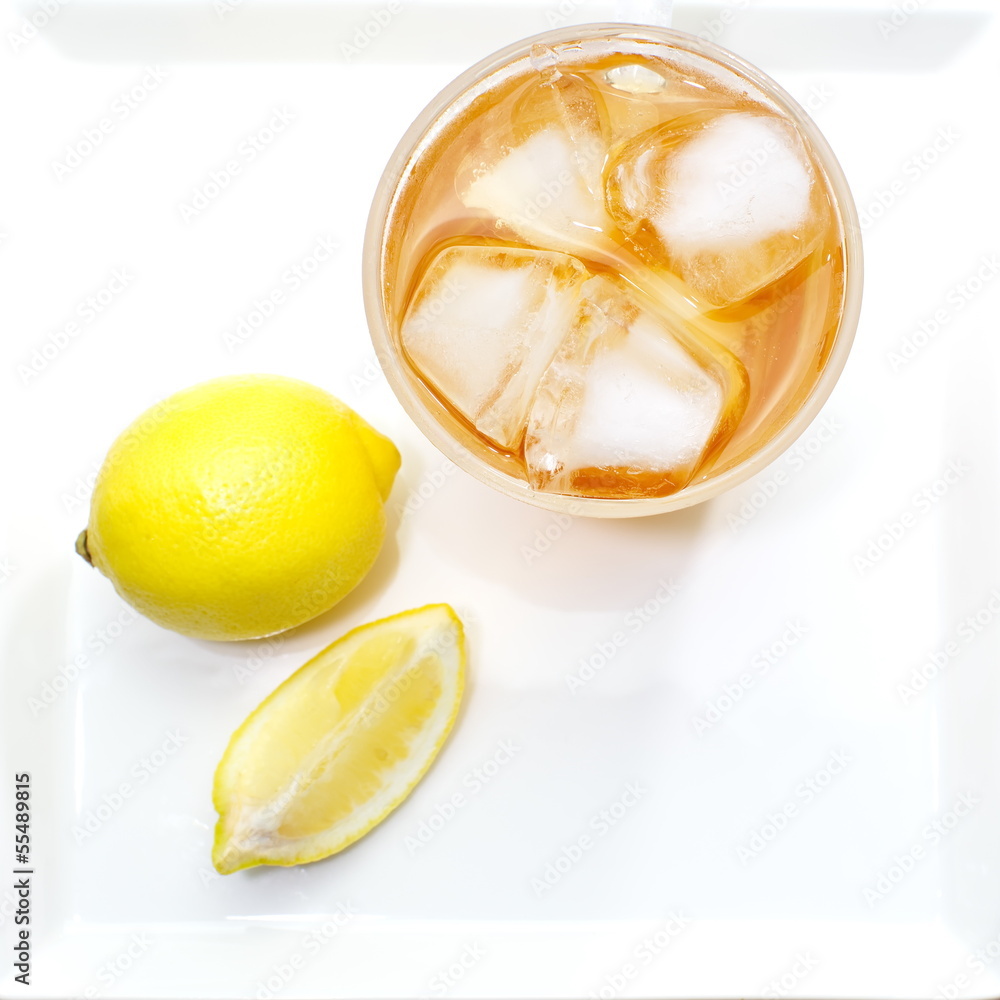 glass of ice tea with lemon glass of ice tea with lemon