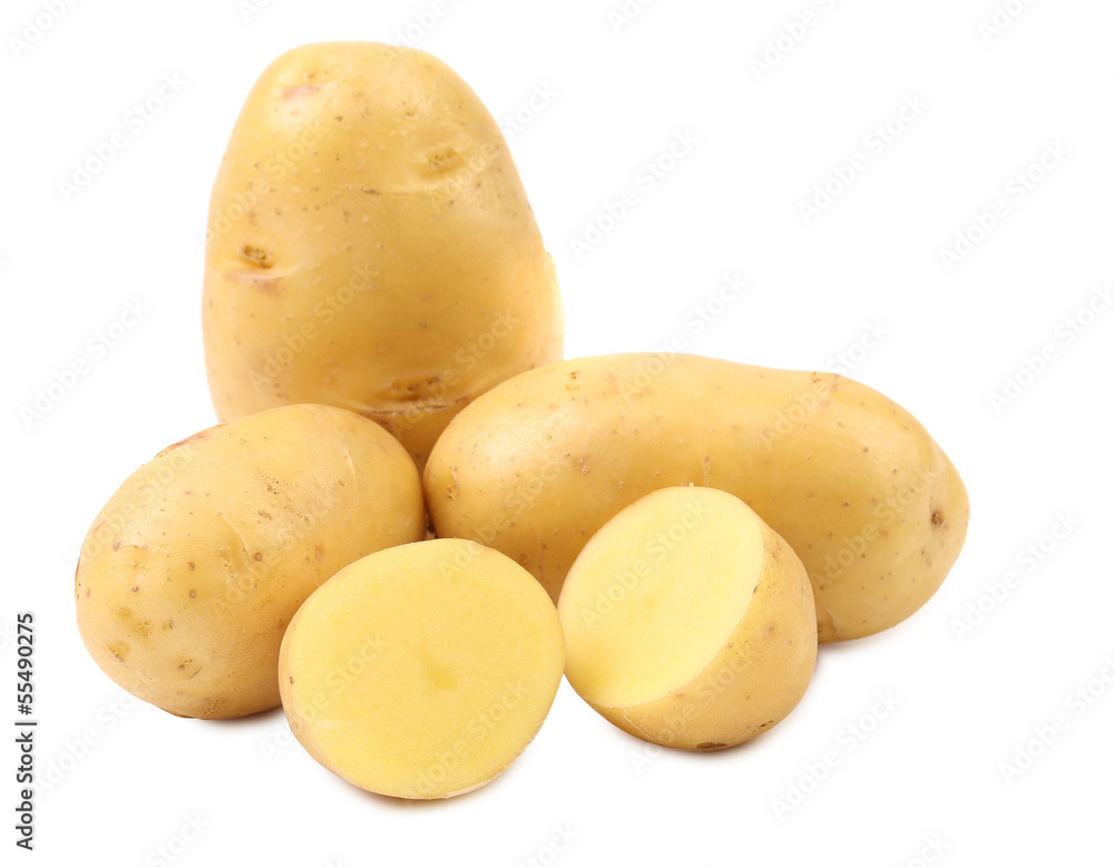 Potatoes and splited tuber.