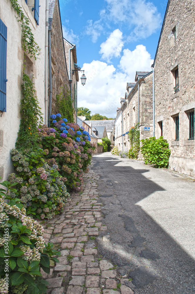 Typical street in Brittany, France
