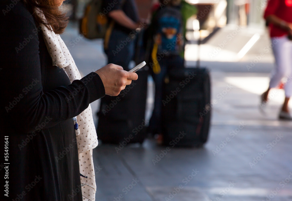 Naklejka premium Woman with phone