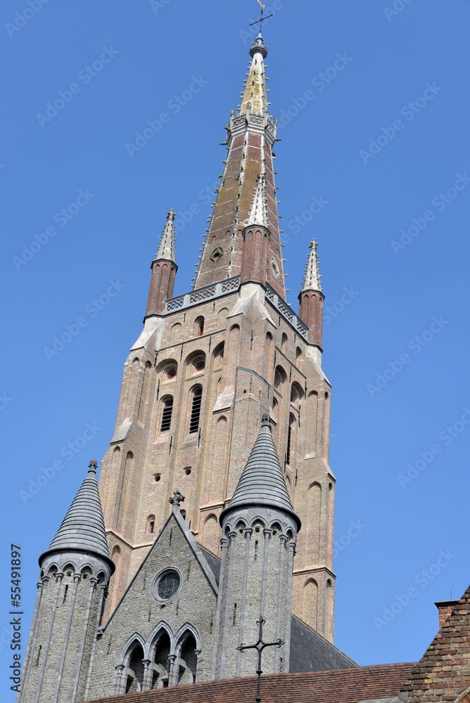 Fototapeta premium Tower of a church in Bruges
