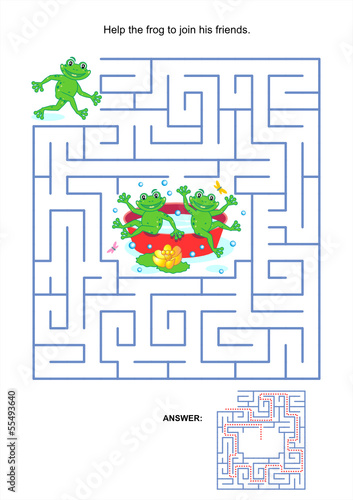 Maze game for kids - playful frogs