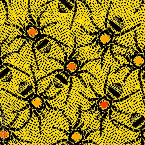 Tarantula spiders seamless pattern