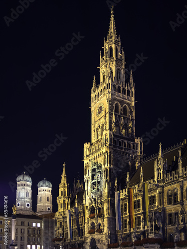 Night scene Munich Town Hall