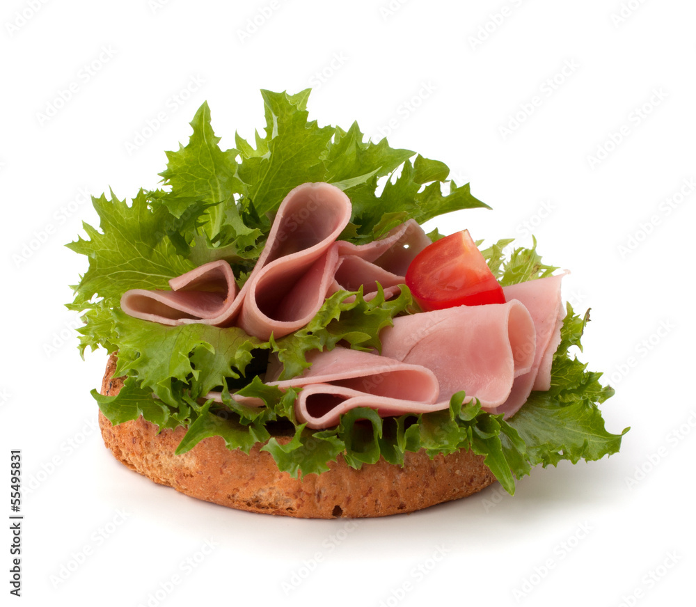 healthy sandwich with vegetable and smoked ham