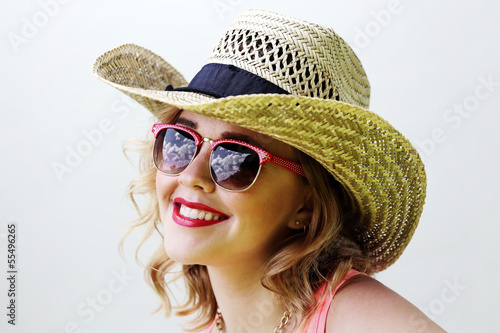 Blonde woman in sunglasses
